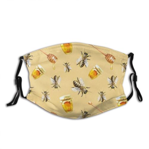 yanfind Isolated Bee Hexagon Hive Cute Insect Seamless Colorful Natural Dessert Honeycomb Summer Dust Washable Reusable Filter and Reusable Mouth Warm Windproof Cotton Face
