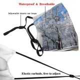 yanfind Winter Frost Sky Winter Natural Woody Landscape Sky Branch Snow Tree Frost Dust Washable Reusable Filter and Reusable Mouth Warm Windproof Cotton Face