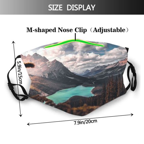 yanfind Lake Amazing Daylight Depth Focus Sight Field Forest Clouds Scenery Free Mountains Dust Washable Reusable Filter and Reusable Mouth Warm Windproof Cotton Face
