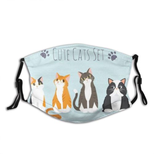 yanfind Abstract Isolated Cat Kitty Cute Colorful Puppy Friend Design Face Pet Funny Dust Washable Reusable Filter and Reusable Mouth Warm Windproof Cotton Face