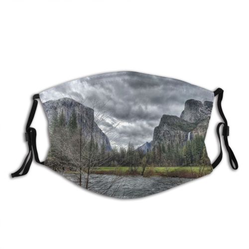 yanfind Idyllic Lake Pine Field Forest Clouds Tranquil River Scenery Mountains Yosemite Grass Dust Washable Reusable Filter and Reusable Mouth Warm Windproof Cotton Face