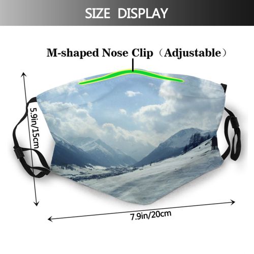 yanfind Winter Slope Winter Cloud Geological Snow Mountain Sky Snow Livigno Landforms Ski Dust Washable Reusable Filter and Reusable Mouth Warm Windproof Cotton Face