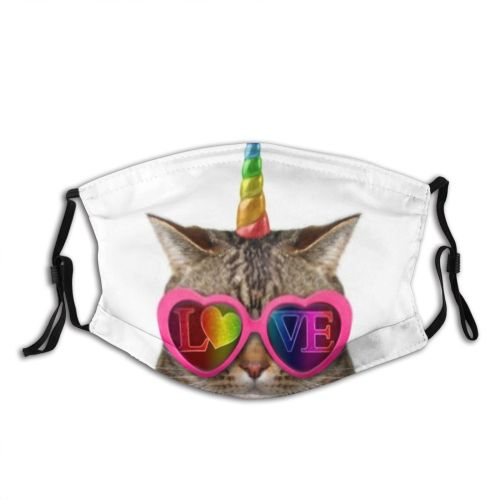 yanfind Isolated Rainbow Romance Cat Shaped Cute Fantasy Enamored Caticorn Magic Glasses Humor Dust Washable Reusable Filter and Reusable Mouth Warm Windproof Cotton Face