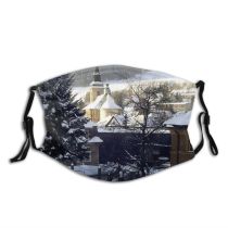 yanfind Winter Home Winter Area Rural Landscape Sky Czech Snow Clouds Roof Tree Dust Washable Reusable Filter and Reusable Mouth Warm Windproof Cotton Face