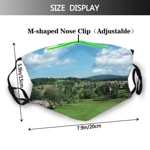 yanfind Hill Living Sky Field Natural Area Rural Cloud Vegetation Landscape Sky Lot Dust Washable Reusable Filter and Reusable Mouth Warm Windproof Cotton Face