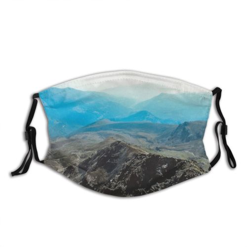yanfind Idyllic Amazing Daylight Hike Mountain Tranquil Scenery Altitude Aerial Mountains Peak Sky Dust Washable Reusable Filter and Reusable Mouth Warm Windproof Cotton Face