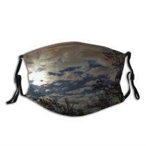 yanfind Moonlight Winter Night Scenery Sky Morning Idyllic Atmospheric Grunewald Cloud Landscape Sky Dust Washable Reusable Filter and Reusable Mouth Warm Windproof Cotton Face
