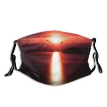 yanfind Lake Calm Sunset Clouds Mountains Sun Silhouettes Horizon Outdoors Sky Flock Dusk Dust Washable Reusable Filter and Reusable Mouth Warm Windproof Cotton Face