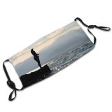 yanfind Lake Evening Recreation Sea Beach Albania Backlit Mountains Sun Ripples Outdoors Reflection Dust Washable Reusable Filter and Reusable Mouth Warm Windproof Cotton Face