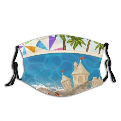 yanfind Castle Architecture Fun Sunbeam Vacation Shore Beach Sand Sculpture Seascape Fortress Waves Dust Washable Reusable Filter and Reusable Mouth Warm Windproof Cotton Face