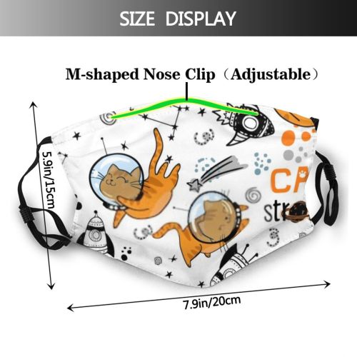 yanfind Moon Childish Cat Kitty Cute Futuristic Cosmic Seamless Sky Kid Doodle Baby Dust Washable Reusable Filter and Reusable Mouth Warm Windproof Cotton Face