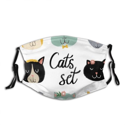 yanfind Isolated Lovely Whisker Cat Kitty Cute Muzzle Kid Doodle Funky Design Pretty Dust Washable Reusable Filter and Reusable Mouth Warm Windproof Cotton Face