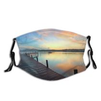 yanfind Jetty Reflection Clouds Lake Landscape Sunrise Sunset Backlit Dock Sky Mountains Boardwalk Dust Washable Reusable Filter and Reusable Mouth Warm Windproof Cotton Face