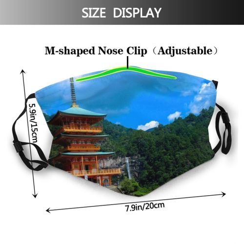 yanfind Japan Daylight Landmark Heritage Waterfalls Clouds Mountains Shinto Kumano Ancient Taisha Trees Dust Washable Reusable Filter and Reusable Mouth Warm Windproof Cotton Face