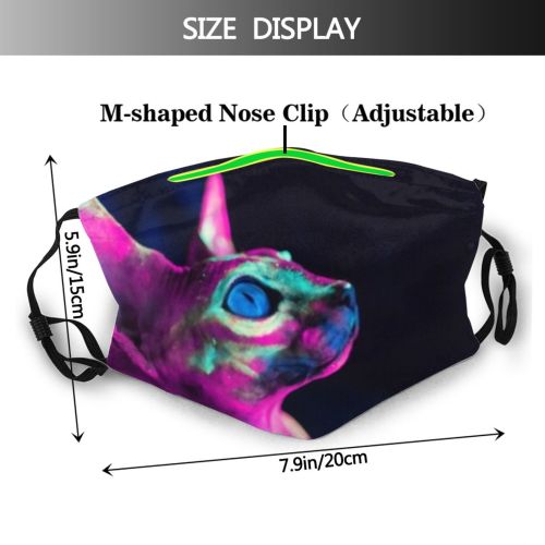 yanfind Nude Elegant Naked Fashion Multicolored Cat Sphinx Cute Futuristic Colorful Skin Bald Dust Washable Reusable Filter and Reusable Mouth Warm Windproof Cotton Face