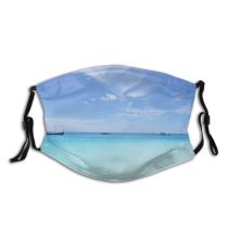 yanfind Idyllic Shore Vacation Shoreline Sea Watercrafts Beach Island Skyscape Horizon Outdoors Sky Dust Washable Reusable Filter and Reusable Mouth Warm Windproof Cotton Face