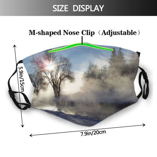 yanfind Winter Landscape Sky River Tree Morning Winter Natural Atmospheric Freezing Snow Steam Dust Washable Reusable Filter and Reusable Mouth Warm Windproof Cotton Face