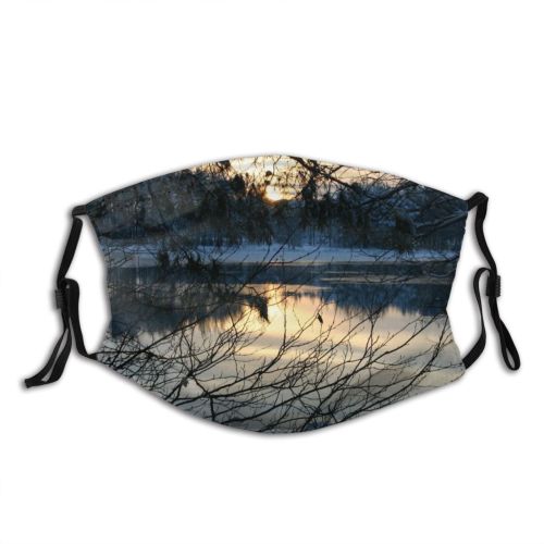 yanfind Winter Landscape Reflection Sky Tree Branch Morning Natural Winter Dust Washable Reusable Filter and Reusable Mouth Warm Windproof Cotton Face