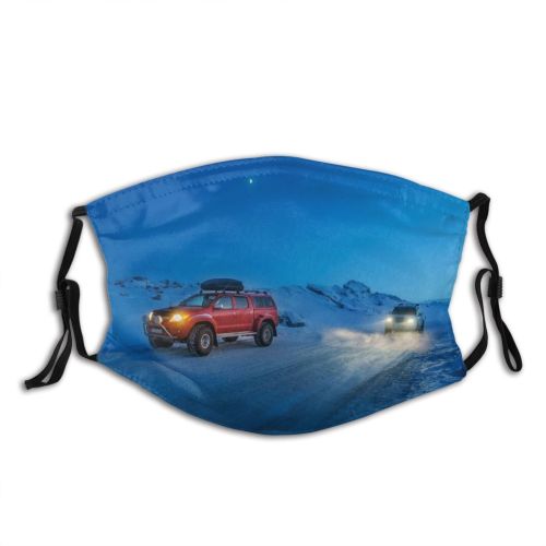 yanfind Exploration Iceland Journey Night Snow Headlight Sky Space Road Clear Travel Moon Dust Washable Reusable Filter and Reusable Mouth Warm Windproof Cotton Face