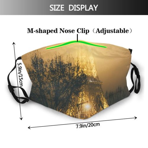 yanfind Lamps Structure Evening Night Tower Eiffel Branches Tree Misty France Trees Outdoors Dust Washable Reusable Filter and Reusable Mouth Warm Windproof Cotton Face