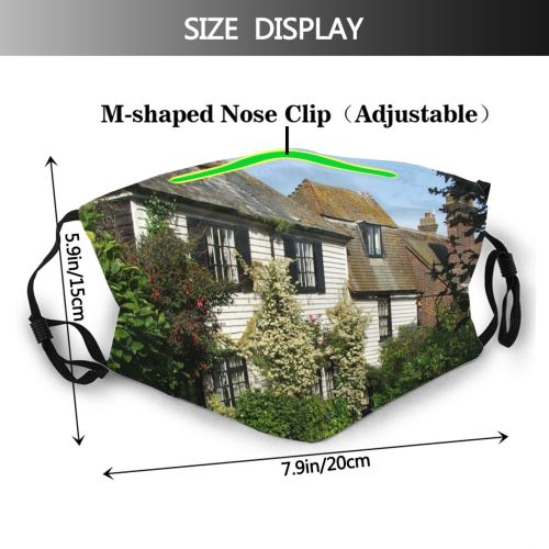yanfind Neighbourhood Building Town Tudor Roof Village Cottage Flowers Home Area Property Picturesque Dust Washable Reusable Filter and Reusable Mouth Warm Windproof Cotton Face