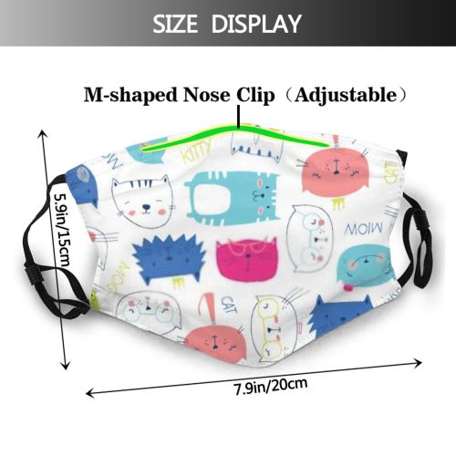 yanfind Isolated Congratulation Fashion Cat Cute Seamless Nursery Coloring Doodle Child Fat Baby   Dust Washable Reusable Filter and Reusable Mouth Warm Windproof Cotton Face