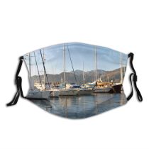 yanfind Winter Harbor Adriatic Vehicle Tourism Port Sea Boat Sky Coastline Reflection Montenegro Dust Washable Reusable Filter and Reusable Mouth Warm Windproof Cotton Face