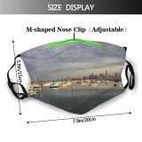 yanfind Harbor Vehicle Morning Cloud Boat Sky Harbour Reflection Yachts Marina Boats Kilda Dust Washable Reusable Filter and Reusable Mouth Warm Windproof Cotton Face