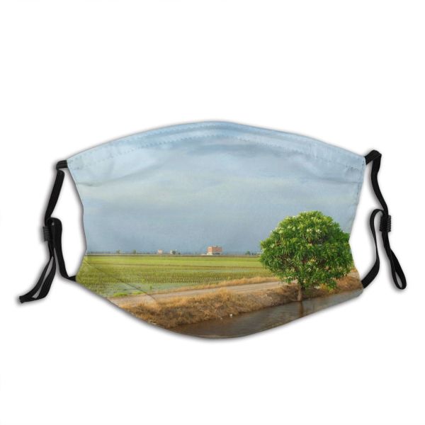 yanfind Rural Waterway Landscape Field Sunset Sky Sky Tree Paddy Field Natural Area Dust Washable Reusable Filter and Reusable Mouth Warm Windproof Cotton Face