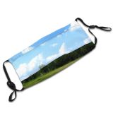 yanfind Natural Cloud Landscape Sky Meadow Pasture Clouds Grassland Shed Daytime Lightblue Trees Dust Washable Reusable Filter and Reusable Mouth Warm Windproof Cotton Face