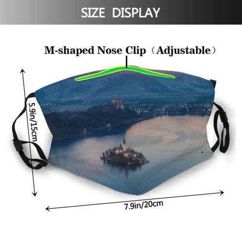 yanfind Lake Daylight Sunset Reflections Sight Mountain Forest Clouds Island Scenery Mountains Castle Dust Washable Reusable Filter and Reusable Mouth Warm Windproof Cotton Face
