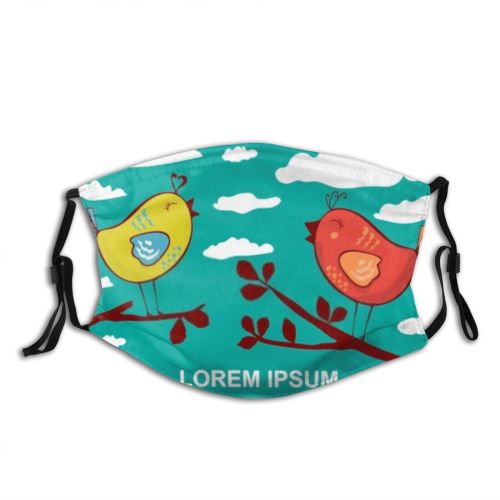 yanfind Abstract Isolated Garden Decor Bird Cute Colorful Natural Wedding Doodle Summer Simple Dust Washable Reusable Filter and Reusable Mouth Warm Windproof Cotton Face