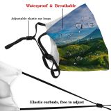 yanfind Idyllic Mountain Clouds Tranquil Scenery Beautiful Leaves Grass Trees Hills Outdoors Wilderness Dust Washable Reusable Filter and Reusable Mouth Warm Windproof Cotton Face
