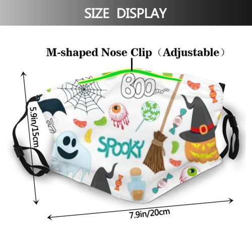 yanfind Candy Horror Halloween Cute Seamless Fear Kid Fall Night Vintage October Skull Dust Washable Reusable Filter and Reusable Mouth Warm Windproof Cotton Face
