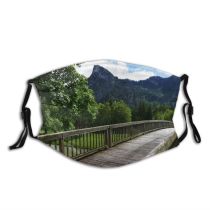 yanfind Idyllic Lake Daylight Park Mountain Forest Bridge River Scenery Mountains Boardwalk Grass Dust Washable Reusable Filter and Reusable Mouth Warm Windproof Cotton Face