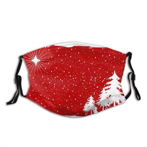 yanfind Christmas Winter Xmas Trees Eve Christmas Rectangle Season Seasonal Scene Snow Dust Washable Reusable Filter and Reusable Mouth Warm Windproof Cotton Face