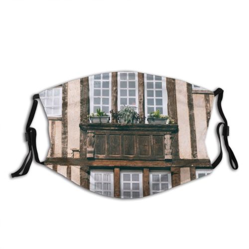 yanfind Idyllic Town Daylight Exterior Stripe Ribbed Solitude Urban Pot Facade Decorative Rectangular Dust Washable Reusable Filter and Reusable Mouth Warm Windproof Cotton Face