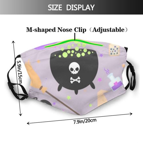 yanfind Emblem Halloween Witchcraft Carnival Cat Cute Fantasy Potion Child Autumn Magic Simple Dust Washable Reusable Filter and Reusable Mouth Warm Windproof Cotton Face