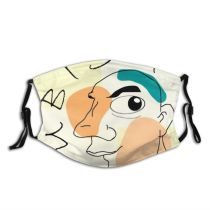 yanfind Abstract Crazy Artwork Cute Cubism Cheerful Doodle Female Design Face Quirky Portraits Dust Washable Reusable Filter and Reusable Mouth Warm Windproof Cotton Face