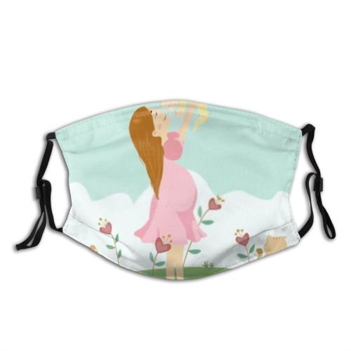 yanfind Garden Congratulation Happiness Young Mother Cat Kitty Cute Bight Sky Child Pregnant Dust Washable Reusable Filter and Reusable Mouth Warm Windproof Cotton Face