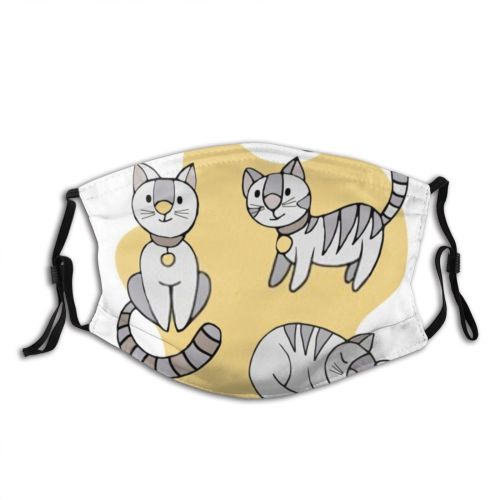 yanfind Isolated Smile Lovely Striped Cat Kitty Cute Pet Funny Kitten Cartoon Dust Washable Reusable Filter and Reusable Mouth Warm Windproof Cotton Face