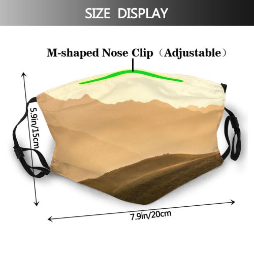 yanfind Idyllic Perspective Golden Field Mountain Tranquil Scenery Mountains Rural Grass Outdoors Wilderness Dust Washable Reusable Filter and Reusable Mouth Warm Windproof Cotton Face