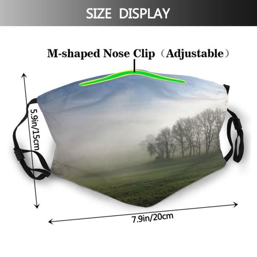 yanfind Haziness Field Sky Fogged Morning Morning Grass Haze Tree Fog Scenry Forest Dust Washable Reusable Filter and Reusable Mouth Warm Windproof Cotton Face