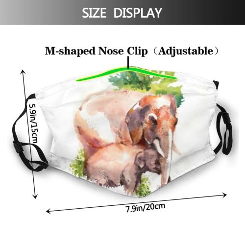 yanfind Isolated Elephant Safari Fashion Cute India Wildlife Indian Design Africa Beautiful Art Dust Washable Reusable Filter and Reusable Mouth Warm Windproof Cotton Face