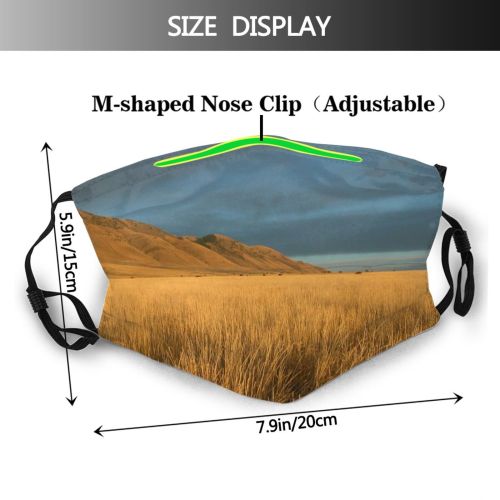 yanfind Hill Field Sky Field Natural Autumn Hillside Landscape Sky Light Grain Hills Dust Washable Reusable Filter and Reusable Mouth Warm Windproof Cotton Face