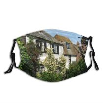 yanfind Neighbourhood Building Town Tudor Roof Village Cottage Flowers Home Area Property Picturesque Dust Washable Reusable Filter and Reusable Mouth Warm Windproof Cotton Face