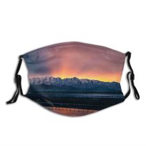 yanfind Lake Sunset Evening Dawn Covered Mountains Winter Snow Outdoors Light Dusk Reflection Dust Washable Reusable Filter and Reusable Mouth Warm Windproof Cotton Face