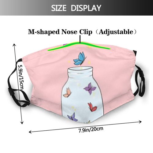yanfind Butterfly Isolated Decor Cute Colorful Dessert Shine Doodle Magic Fly Design Sweet Dust Washable Reusable Filter and Reusable Mouth Warm Windproof Cotton Face