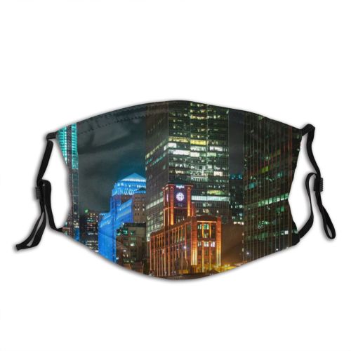 yanfind Lamps Transportation Streetlights Calm Citylights Downtown Evening Landmark Reflections Night Artists Car Dust Washable Reusable Filter and Reusable Mouth Warm Windproof Cotton Face