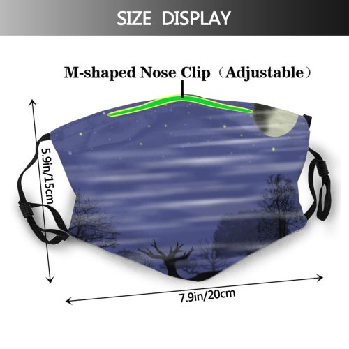 yanfind Night Sky Event Haze Sky Deer Night Branch Moon Celestial Grim Moonlight Dust Washable Reusable Filter and Reusable Mouth Warm Windproof Cotton Face